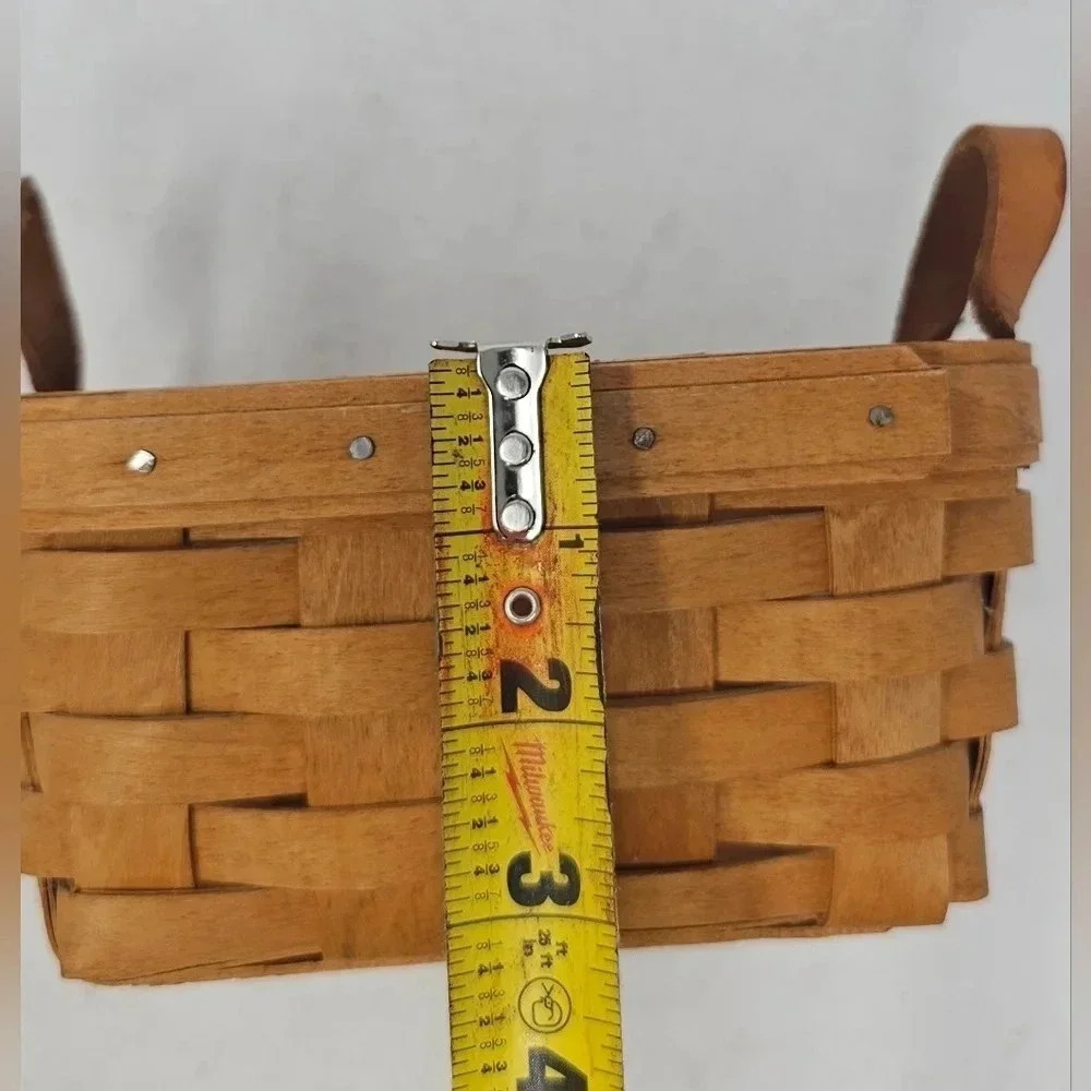 Longaberger VTG 1995 7" Mini Basket w/ Double Leather Handle Handwoven Ohio USA - Picture 14 of 14